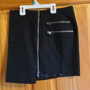 Black zip up mini skirt